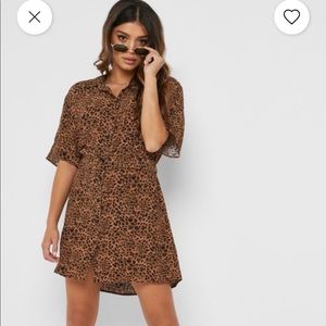 Topshop Animal Print Shirt Dress